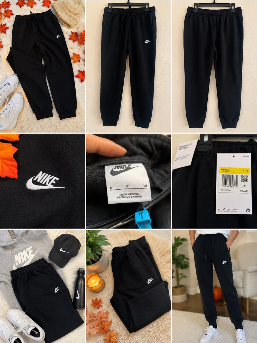 Women’s Standard Fit Mid-Rise Fleece Jogger Sweatpants Black Size Small NWT - Picture 4 of 5